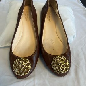 COACH Leather Ballerina Flat Carmel . Worn a few times size 9